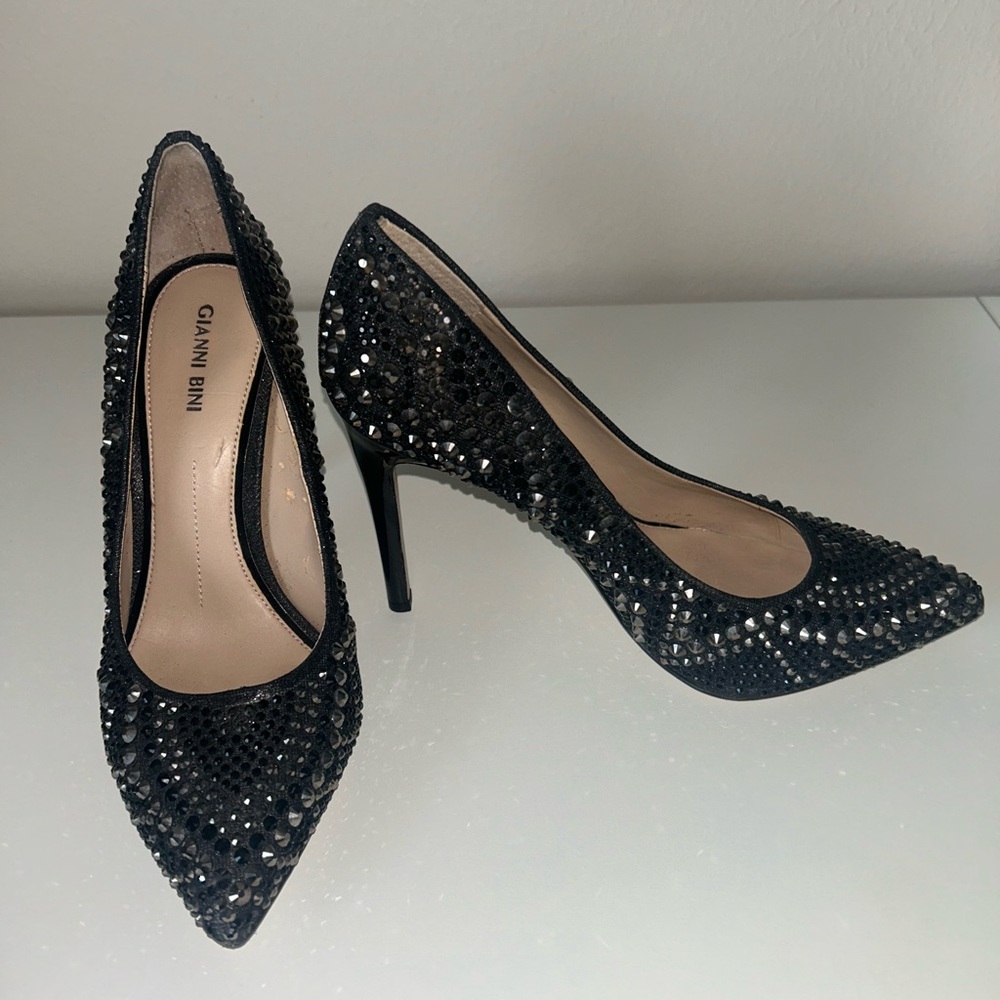 Gianni Bini Black Rhinestone Embellished Heels Size 9.5